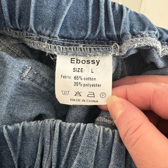 Ebossy Elegant Denim A-Line Maxi Skirt L pockets elastic waist - Picture 7 of 7